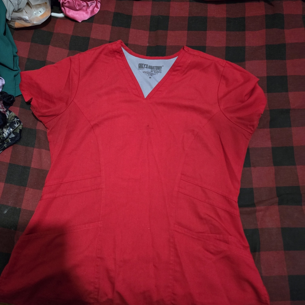 Greys Anatomy Red Scrub Set Size Medium In Good Condition